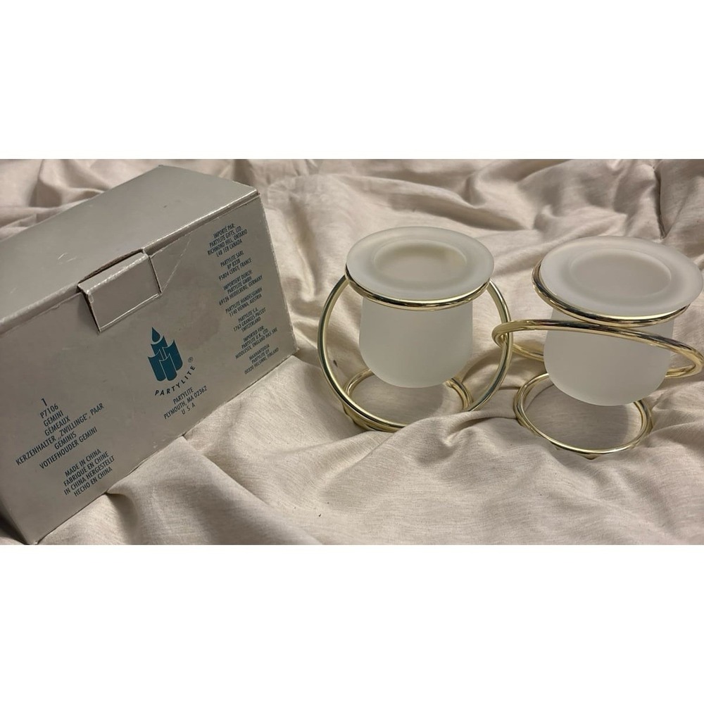 NEW Party Lite Gemini Silver Frosted Glass Votive Candle Holders, 3.5"